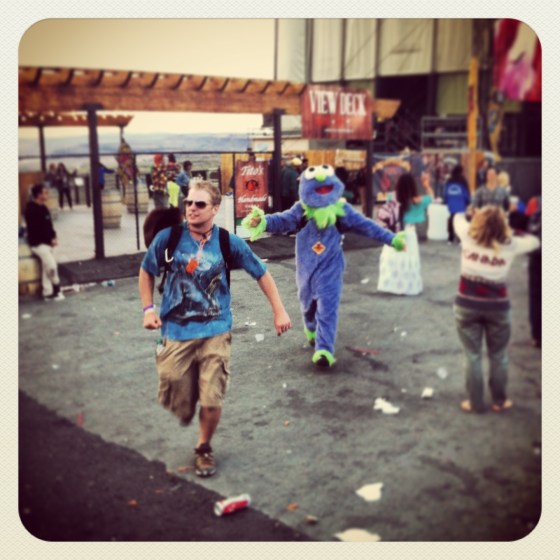 I don't know if they were running together or if the purple people eater was chasing this guy. But I never saw him again. So he's probably dead.